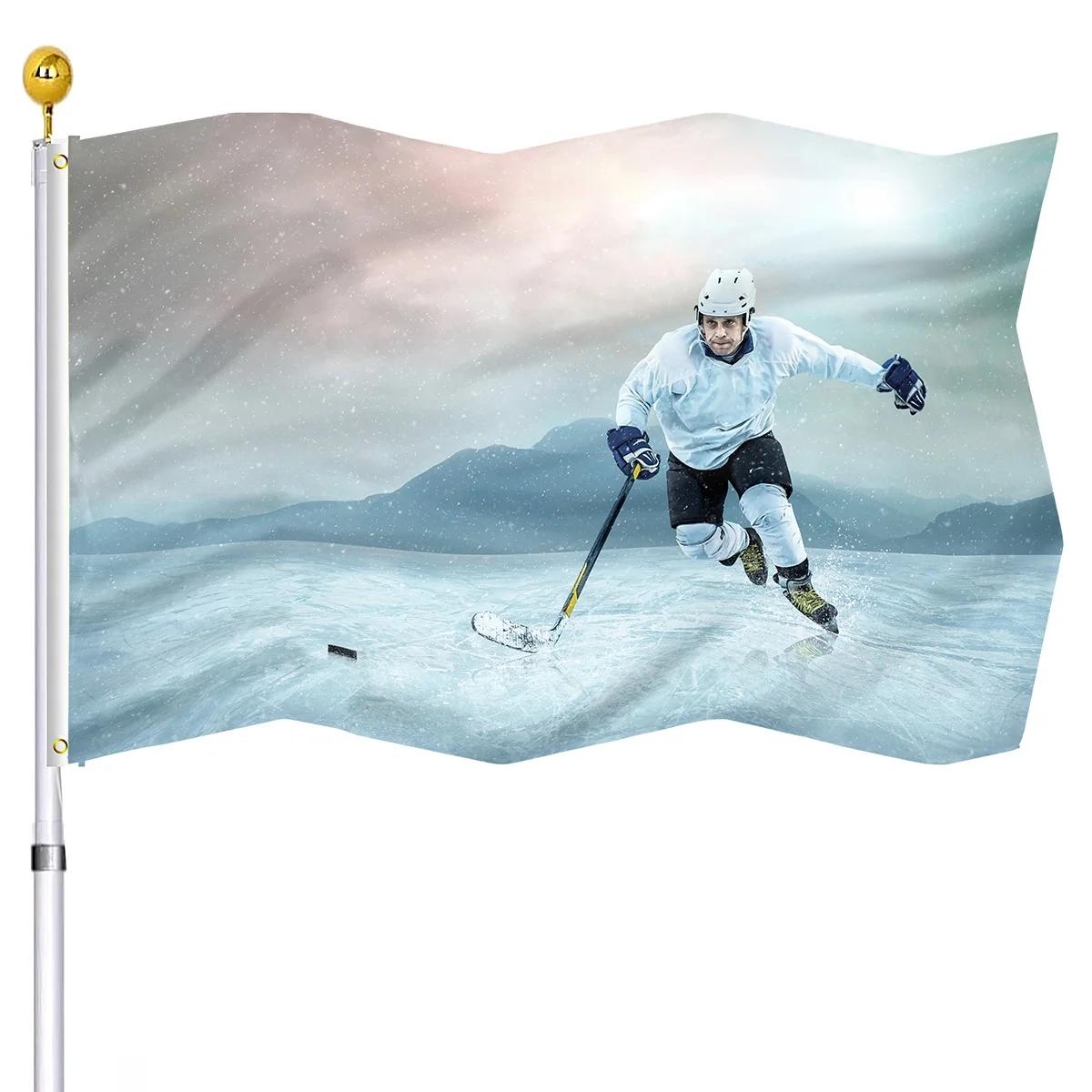 Bandeira de jogador de hóquei, presentes para meninos, adolescentes, homem, estádio, jardim, casa, festa interna, ambiente externo, sala de estar, decoração, quintal - Image 1