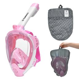 Conjunto de máscara de snorkel facial completo para adultos, atualizado, anti nevoeiro, impermeável, visão ampla de 180 °, natação e mergulho - Image 1