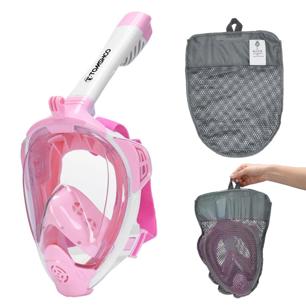Conjunto de máscara de snorkel facial completo para adultos, atualizado, anti nevoeiro, impermeável, visão ampla de 180 °, natação e mergulho - Image 1