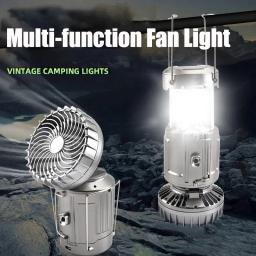 Lanternas de acampamento portáteis com ventilador elétrico, LED, energia solar, barraca suspensa, recarregável, lâmpada de emergência ao ar livre, 1500mAh - Image 4