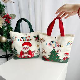Pano saco de presente de natal saco de lona de maçã sacola de véspera de natal bolsa de doces de maçã feliz navidad joy 2025 noel fontes de festa - Image 2