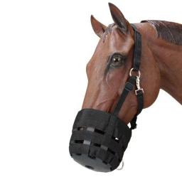 Cavalo de náilon vitrificação focinho com cavalo ajustável halter colarinho overeating prevenção arnês cavalo cribbing stall mascar - Image 1