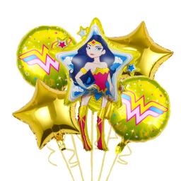 Super-herói tema do miúdo balão de aniversário decoração de festa maravilhas mulher banner bolo conjunto de cartões de chá de bebê globos festa de eventos suprimentos - Image 6