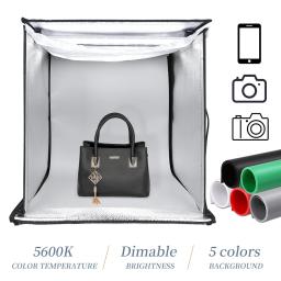 Anel fotográfico dobrável portátil, caixa de luz led para estúdio de fotografia, estúdio macio adequado para gravação de câmera com 5 placas de fundo - Image 1