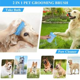 Lavadora portátil do pé do cão, calcador do pé, pet pata limpador copo, pata do cão limpeza banho lama lavadora, grooming escova, 2 em 1 - Image 2
