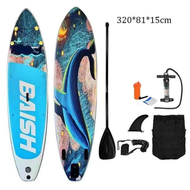 Prancha Inflável SUP de 3,2m para Iniciantes com Camadas Duplas e Acessórios em Azul - Nova Moda 2023