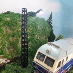 1:87 escala de ho torre ferroviária luz mini simulação luz ferroviária modelo areia tabela cena acessórios trem farol preto 10cm - Image 2