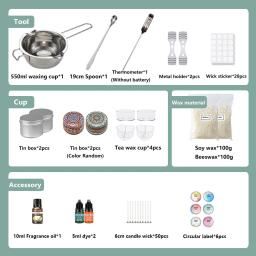 DIY vela fazendo suprimentos kit, cera de soja derretendo pote, artesanato artesanal de aromaterapia vela fazendo ferramenta, aço inoxidável - Image 3