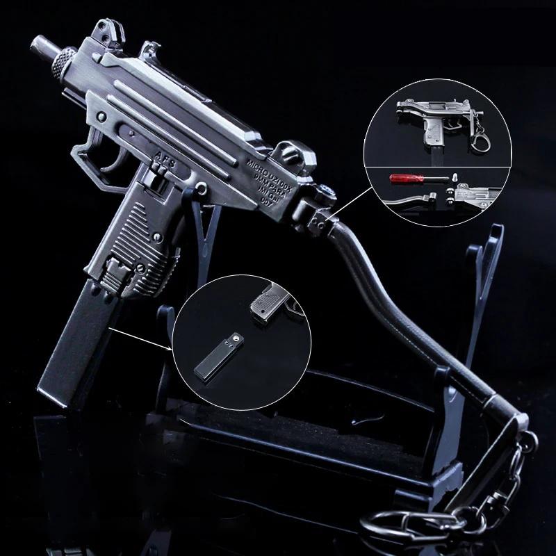 Liga Miniatura UZI Modelo Submetralhadora, Pistola Chaveiro, Artesanato Pingente, Falso Arma Arma, Crianças Presentes, Alta Qualidade, 15cm - Image 1