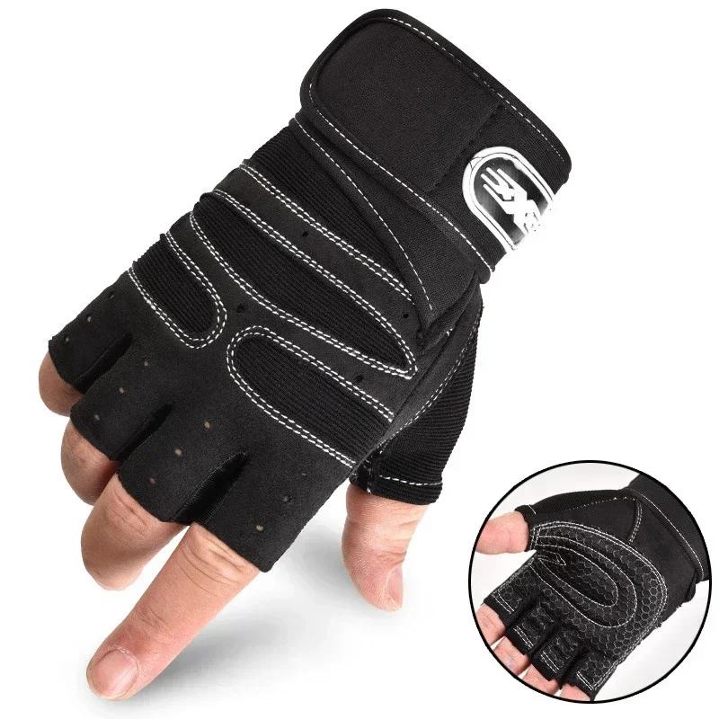 Luvas de ginástica fitness levantamento de peso pulseira luvas para homens mulheres treinamento de construção corporal esportes exercício ciclismo luva à prova de choque - Image 1