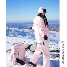Conjunto de terno de snowboard de inverno para homens e mulheres à prova de vento à prova dwindproof água zíper fita mágica acampamento escalada jaqueta calças - Image 3