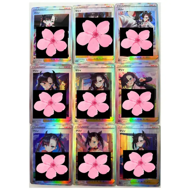 Coleção de Cartas de Treinador Pokémon PTCG Dobrado Gaze Brilhante Original com Marnie - 9 Peças