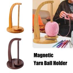 Suporte De Fio De Madeira Spinning Knitting Tools, Suporte Do Fio De Crochet, Carretel De Linha Rotativa Magnética, Enrolador De Bola De Lã, Rotação Spinner - Image 1