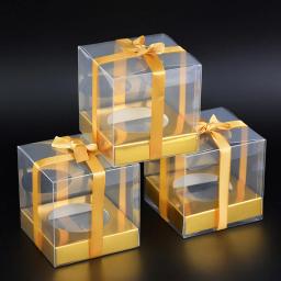 Único Cupcake Caixas com Fitas, Suporte Individual, Recipiente para Casamento, Festa de Aniversário, Favores Cake Box, 3.5 ", 5 Pcs, 10Pcs - Image 2
