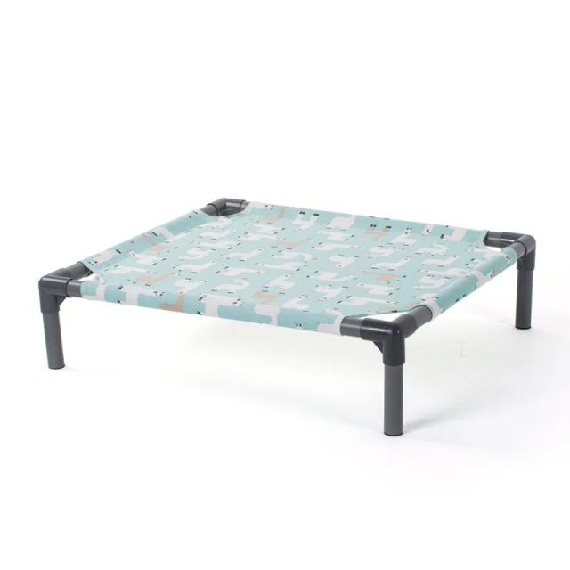 Cama Elevada para Cães com Esteira Lavável e Antiderrapante, À Prova de Umidade e Design Retangular