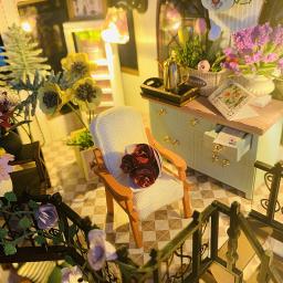 Modelo de jardim de madeira com luzes LED, 3D Puzzle, montar Kits de construção, brinquedos para casa, decoração do quarto, presente DIY - Image 3