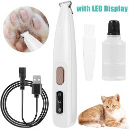 Aparador elétrico para cães de estimação, com luz led, à prova d'água, aparador de pelos de pés, baixo ruído, gato, cachorro, rosto, pé, orelha, quadril, pata, barbeador - Image 1