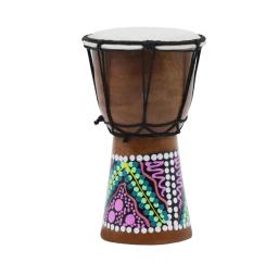 Tambor africano de percussão mão tambor, madeira Jambe, duplo baterista com padrão, cor aleatória, Djembe, 4 ", para venda - Image 4