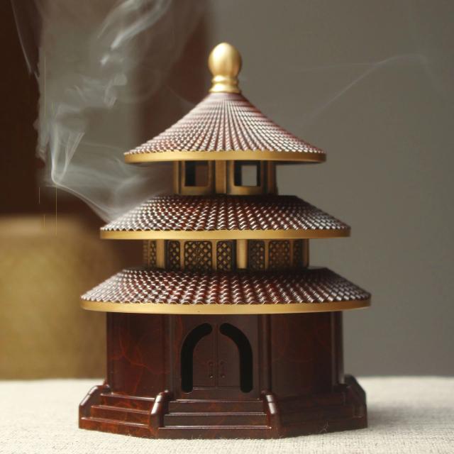 Queimador de Incenso em Cobre Puro com Caixa Azul - Elegante Suporte para Bobinas de Incenso para Decoração de Casa e Yoga