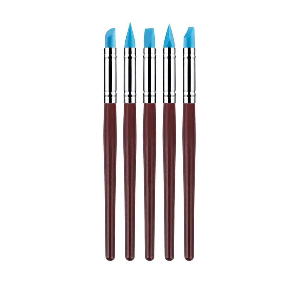 5 pçs ferramenta de escultura em argila de silicone para escova modelagem pontilhando arte do prego cerâmica ferramenta de argila diy escultura ferramentas - Image 1