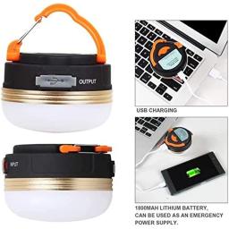 Led lanterna de acampamento usb recarregável portátil tenda luz 1800mah power bank com base ímã lanterna elétrica - Image 3