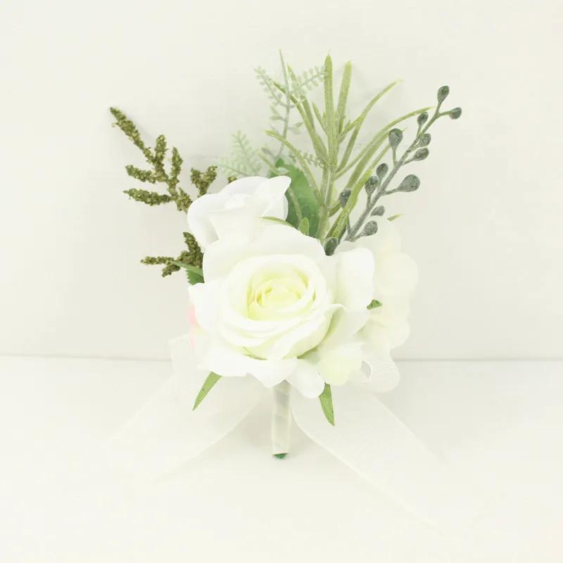 Marfim pulso corsage dama de honra irmãs flor artesanal artificial seda rosa pulseira flores para casamento dança festa decoração - Image 1