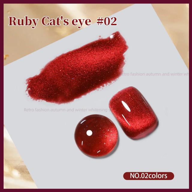 Gel Magnético Cat Eye Vinho Tinto com Glitter Jelly Ruby - Verniz Brilhante UV para Nail Art, 7,5 ml