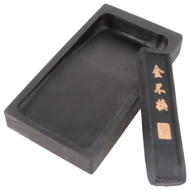 Conjunto de 2 Pedras de Tinta Tradicional Chinesa de 5 Polegadas com Vara de Tinta para Caligrafia e Pintura