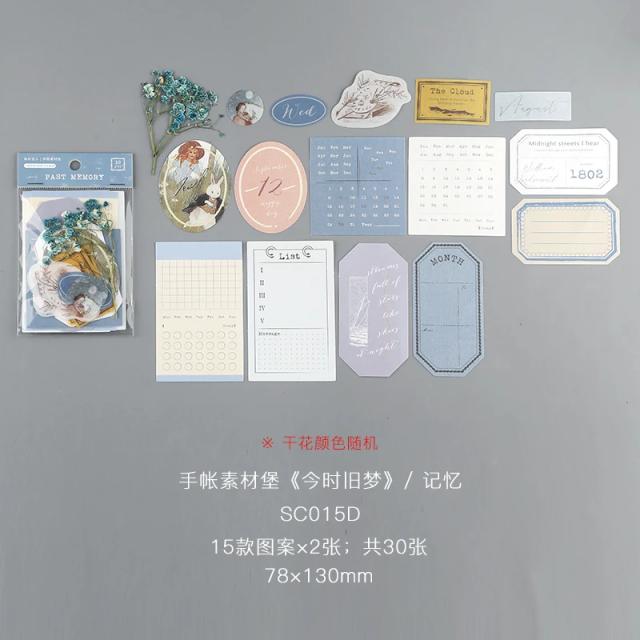 Conjunto de 30 Adesivos Retro para Scrapbooking e Planejamento de Diários com Design Vintage