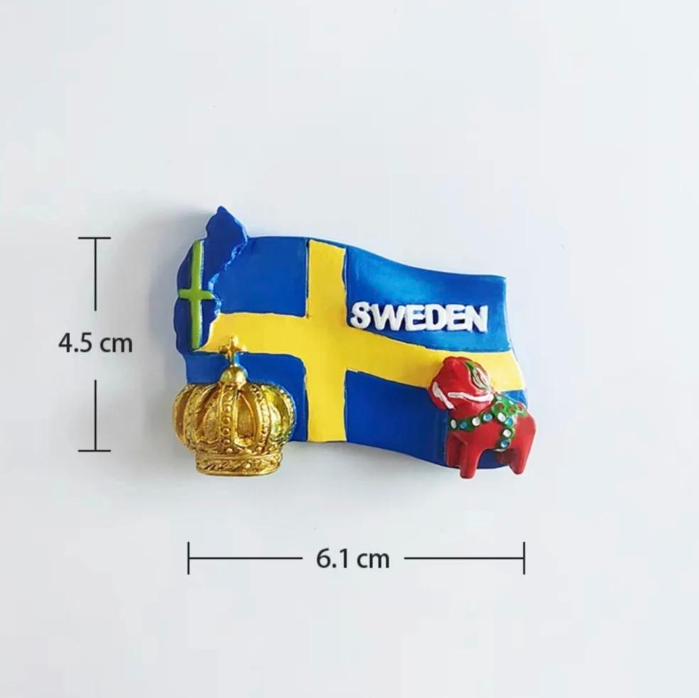 3d ímãs de geladeira para lembrança, Europa, Suécia, lembrança, etiqueta, coleção, artesanato, decoração Artigos - Image 1