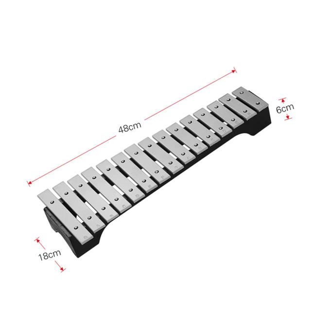Xilofone Glockenspiel de Madeira com Barras de Alumínio e Marretas, 15 Notas, Ideal para Música e Presentes com Bolsa de Transporte
