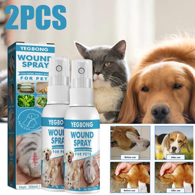 Spray Regenerativo Nano Wound para Cães e Gatos - Cuidados Avançados para a Pele em 2x Embalagem
