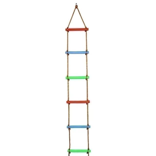 Escada de Corda de Madeira para Crianças com Múltiplos Degraus - Diversão no Jogo de Escalada e Treinamento ao Ar Livre com Segurança e Fitness