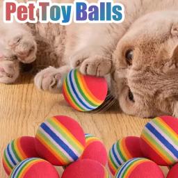 5/10/30 pçs arco-íris eva gato brinquedos bola interativa gato cão jogar mascar chocalho zero eva bola bolas de treinamento brinquedos para animais de estimação suprimentos - Image 2