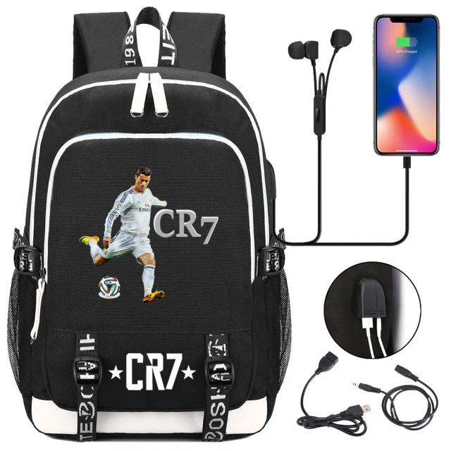 Mochila CR7 de Futebol para Homens com Impressão Dourada - Ideal para Estudantes, Viagens e Uso Diário