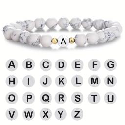 FTCY-Pulseira de pedra natural para mulheres e homens, iniciais personalizadas, joias de mão de casal, 26 letras, presentes de moda - Image 4