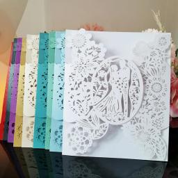Convite de casamento de noivo e flores, 50 peças, cartão de visitas, suprimentos para festa de casamento, decoração de bolso - Image 1