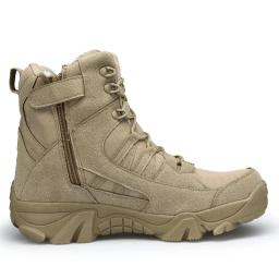2024 moda masculina botas de combate no deserto ao ar livre sapatos de caminhada de couro homens caça trabalho botas de segurança botas curtas botas de tornozelo - Image 5