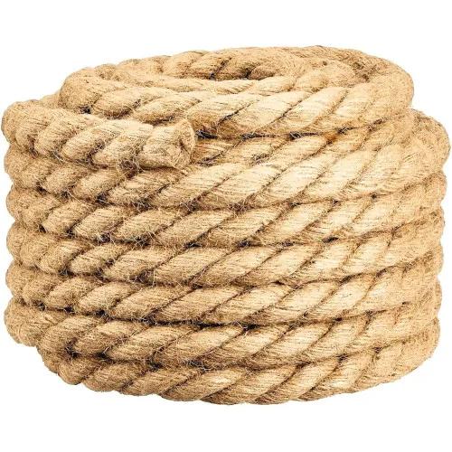 Corda de Juta Natural para Arranhador de Gatos - 4 Camadas de Fibra de Sisal, 20m x 12mm, Ideal para Artesanato e Decoração