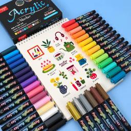 12/60 Cores Tinta Acrílica Marcador Escova Canetas Marcador Para Caligrafia Graffiti Manga De Vidro De Madeira DIY Arte Desenho Papelaria Escola - Image 2