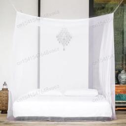 Branco quatro canto acampamento ao ar livre mosquito dossel net com saco de armazenamento inseto tenda proteção quarto rede cheia cama net grande - Image 5