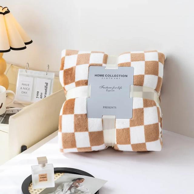 Cobertor de Flanela Retro Checkerboard Super Macio 1 Peça