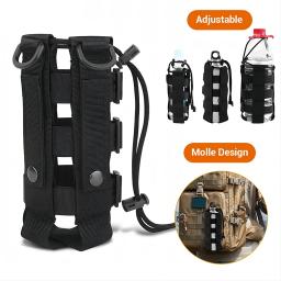 Atualizado Outdoor Molle Water Bottle Pouch Bag, Travel Caminhadas Drawstring Water Bottle Holder, Kettle Carrier Bag - Image 1