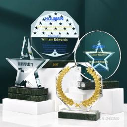 Troféu De Vidro Personalizado, Criativo, Honra De Alta Qualidade, Prêmio De Lembrança, Forma Geométrica, Troféu De Cristal De Mármore - Image 3