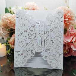 Convite de casamento de noivo e flores, 50 peças, cartão de visitas, suprimentos para festa de casamento, decoração de bolso - Image 6