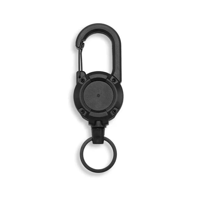 Mosquetão Retrátil Resistente com Corda de Aço 60cm - Acessório Esportivo Outdoor