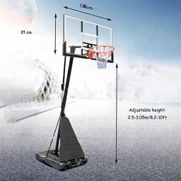 Suporte de basquete móvel portátil, altura ajustável, aro para jovens adultos, adolescentes, uso interno e externo, 8ft -10ft, 2.5m-3.05m - Image 2