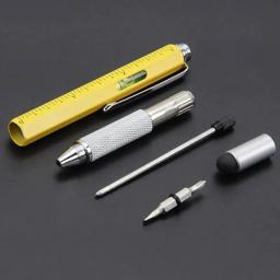 Multi-função Caneta Esferográfica, Chave De Fenda Gradienter, Material De Escritório, Material Escolar, Escala, 6 em 1, 1Pc - Image 5