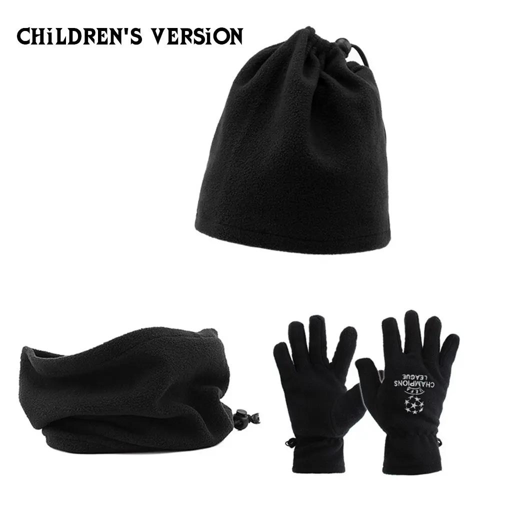 Luvas de treinamento de futebol infantil, cachecol com pescoço quente, chapéu, esportes ao ar livre, conjunto 3 peças - Image 1