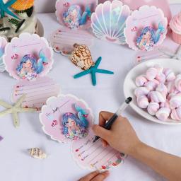 Convites do aniversário da sereia para meninas, fontes peroladas 3d do partido para as decorações do oceano do mar - Image 6